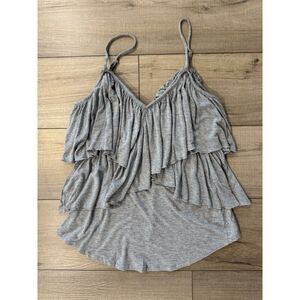 Chaser NWT Grey‎ Crossover Ruffle Cami Tank Top Heather Revolve S Small